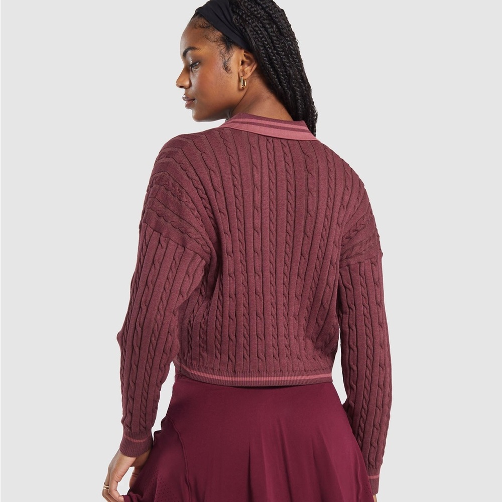 NWOT GymShark Cable Knit Cropped Sweater Pullover Organic Cotton Size M - Picture 2 of 9